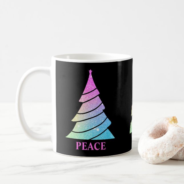 Taza De Café Peace Joy Love Christmas Trees Coffee Mug (Con donut)