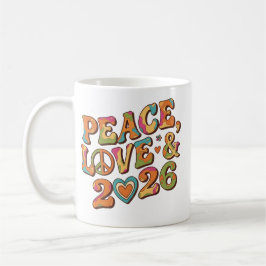 Taza De Café Peace Love 2026 Retro Psychedelic Mug
