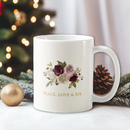 Taza De Café Peace Love and Joy Winter Bouquet Holiday