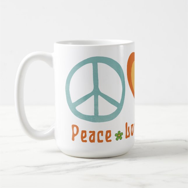 Taza De Café Peace Love Artichokes Vegan Veggie Hippie Foodie (Izquierda)