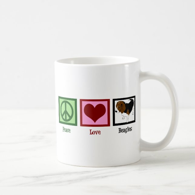 Taza De Café Peace Love Beagles (Derecha)