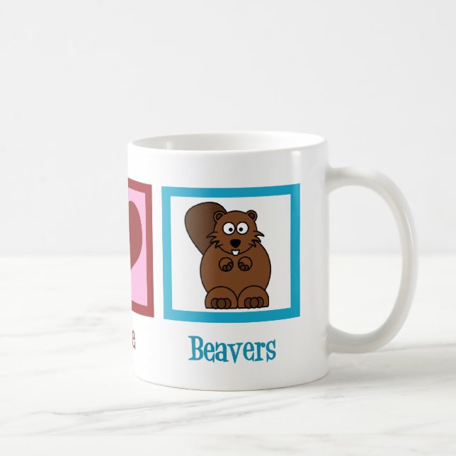 Taza De Café Peace Love Beavers (Derecha)