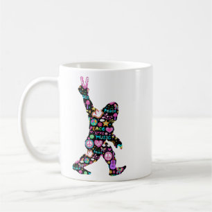 Taza De Café Peace Love Bigfoot Hippie Funny Bigfoot Lover T-Sh