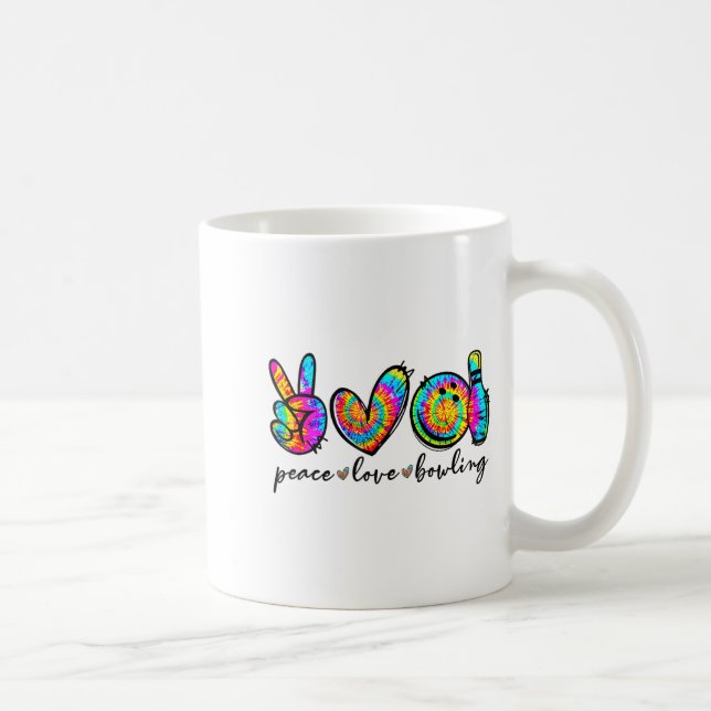 Taza De Café Peace Love Bowling Tie Dye Funny Bowling Lovers  (Derecha)