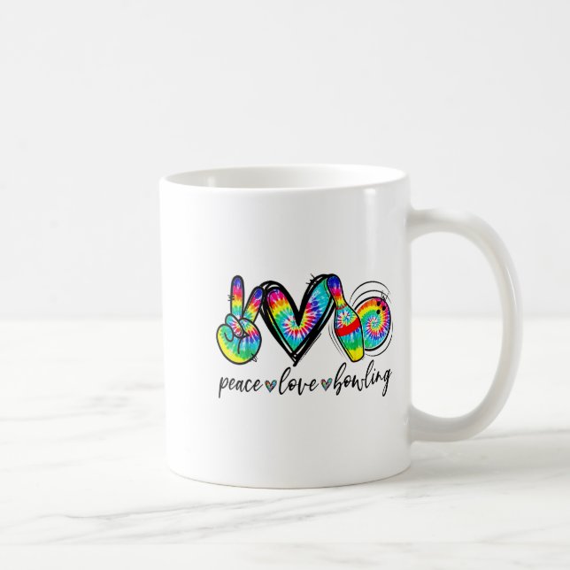 Taza De Café Peace Love Bowling Tie Dye Funny Bowling Lovers  (Derecha)