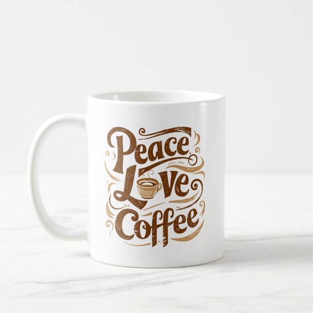Taza De Café Peace Love Coffee Mugs (Izquierda)