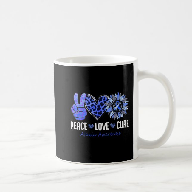 Taza De Café Peace Love Cure Ataxia Awareness Mes Blue Sunflo (Derecha)