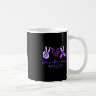 Taza De Café Peace Love Cure Ribbon Leopard Alzheimer Brain Awa