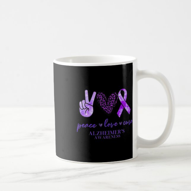 Taza De Café Peace Love Cure Ribbon Leopard Heimerheimer Brain (Derecha)