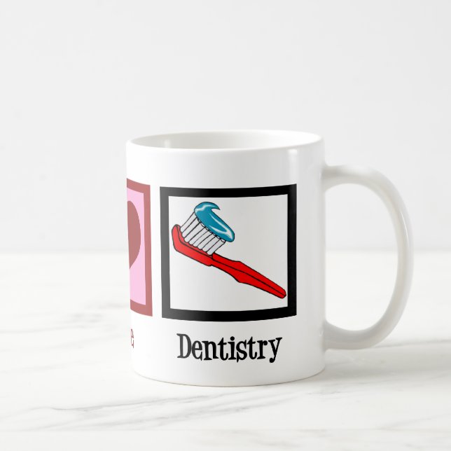 Taza De Café Peace Love Dentistry Cute Dentist (Derecha)