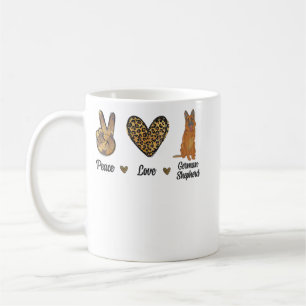 Taza De Café Peace Love German Shepherd Leopard Lover Mascota D