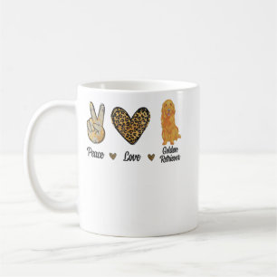 Taza De Café Peace Love Golden Retriever Leopard Lover Dog Pupp