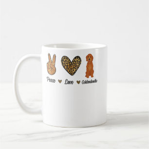 Taza De Café Peace Love Goldendoodle Leopard Lover Mascota Dog