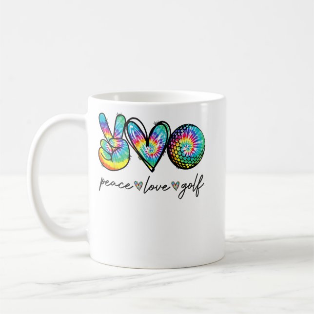 Taza De Café Peace Love Golf Tie Dye Cute Golf Amantes (Izquierda)