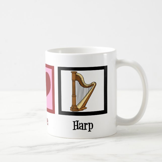 Taza De Café Peace Love Harp (Derecha)