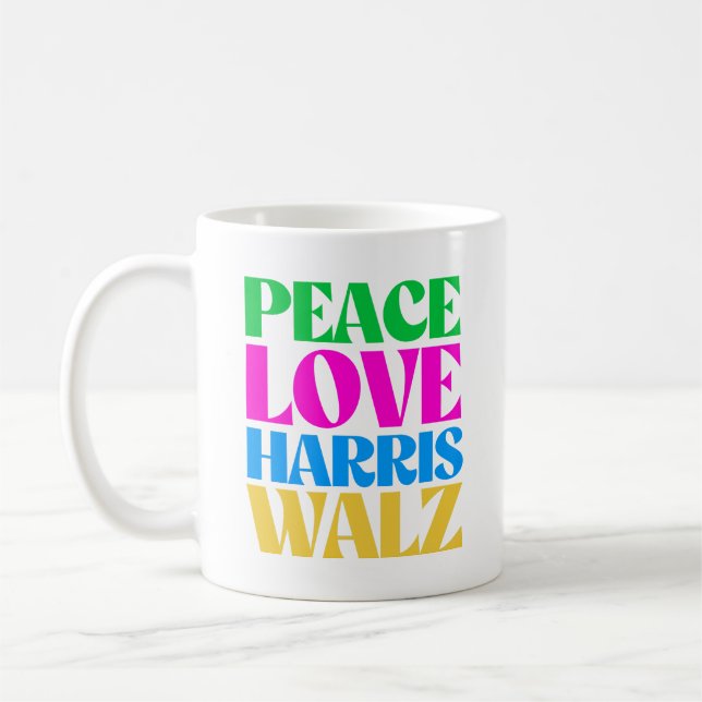 Taza De Café Peace Love Harris Walz (Izquierda)