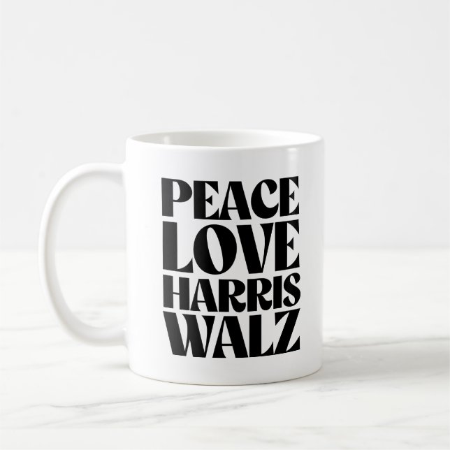 Taza De Café Peace Love Harris Walz (Izquierda)