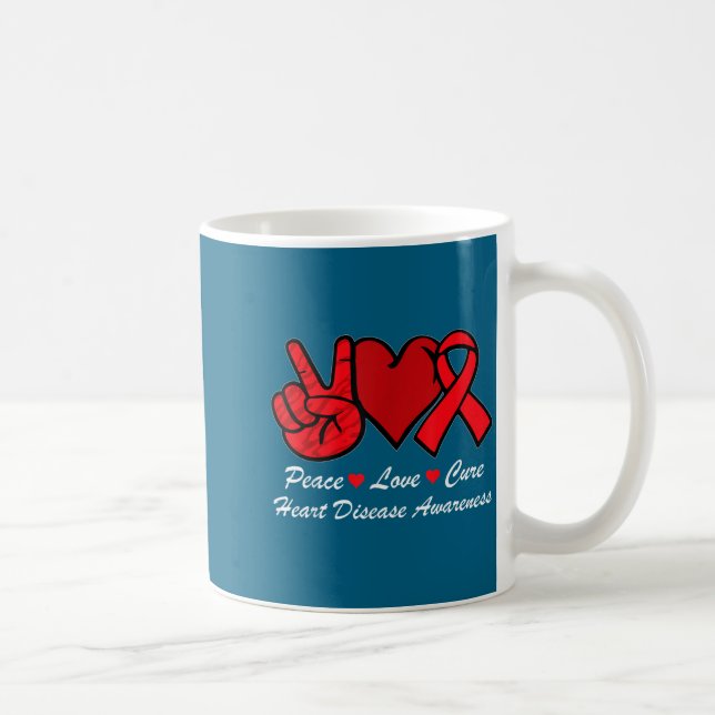 Taza De Café Peace Love Heart Disease Awareness Chd Suprt Wear  (Derecha)