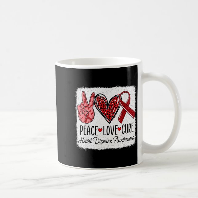 Taza De Café Peace Love Heart Disease Awareness Chd Suprt Wear  (Derecha)