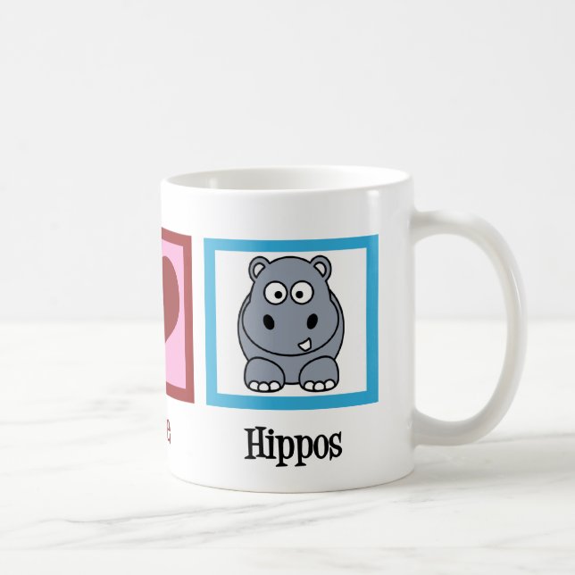 Taza De Café Peace Love Hippos (Derecha)