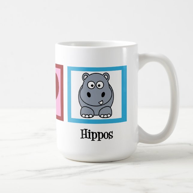 Taza De Café Peace Love Hippos Cute Hippo (Derecha)