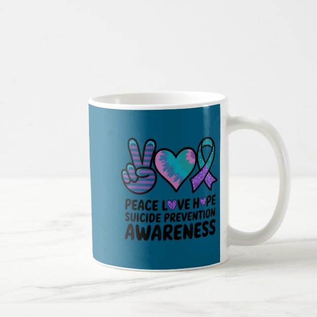 Taza De Café Peace Love Hope Suicide Prevention Tie Dye Awarene (Derecha)