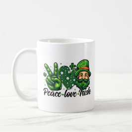Taza De Café Peace Love Irish Mug - Perfecto para St. Patrick's