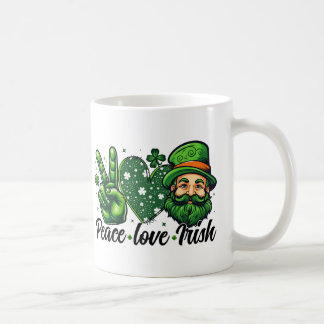 Taza De Café Peace Love Irish Mug - Perfecto para St. Patrick's
