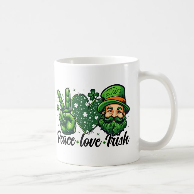 Taza De Café Peace Love Irish Mug - Perfecto para St. Patrick's (Derecha)