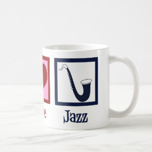 Taza De Café Peace Love Jazz Music Saxophone