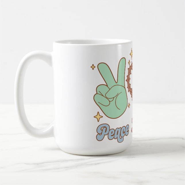 Taza De Café Peace, love, Jesus, God, Church, Religious, Bible  (Izquierda)