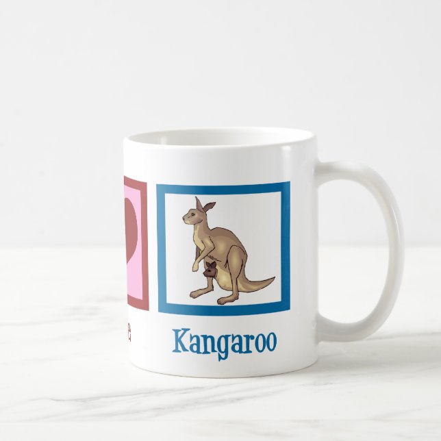 Taza De Café Peace Love Kangaroo (Derecha)