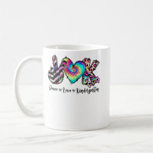Taza De Café Peace Love Kindergarten Profesor Estudiante de Kin