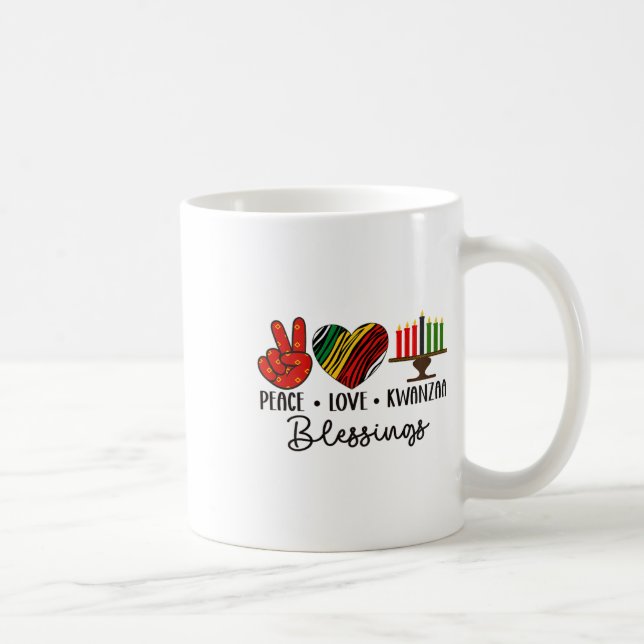 Taza De Café Peace Love Kwanzaa Bendice a los Navidades Hol Afr (Derecha)