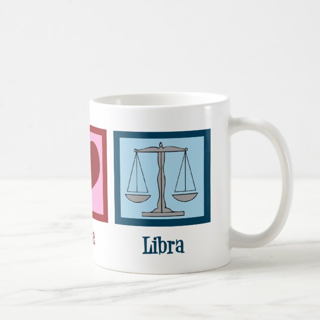 Taza De Café Peace Love Libra (Derecha)