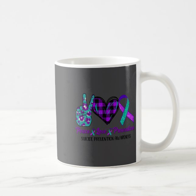 Taza De Café Peace Love Life Suicide Awareness Womens Semi Colo (Derecha)
