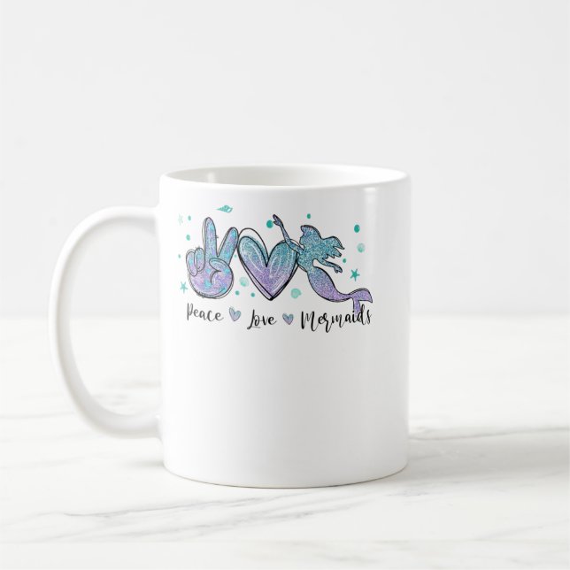 Taza De Café Peace Love Mermaids Squad Tie Dye Cute Costume Sum (Izquierda)