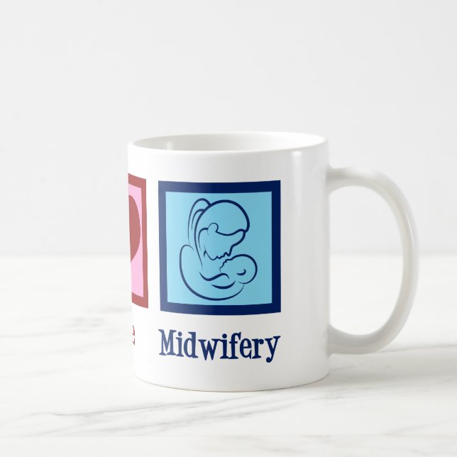 Taza De Café Peace Love Midwifery Cute Comadrona (Derecha)