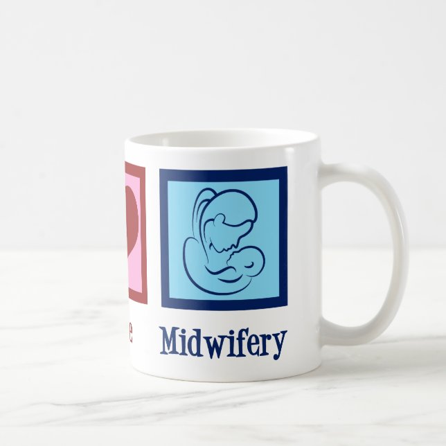 Taza De Café Peace Love Midwifery Cute Comadrona (Derecha)