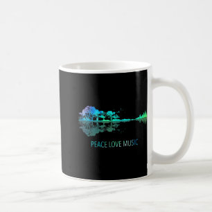 Taza De Café Peace Love Music Guitar Lake Shadow Hippie Musicia