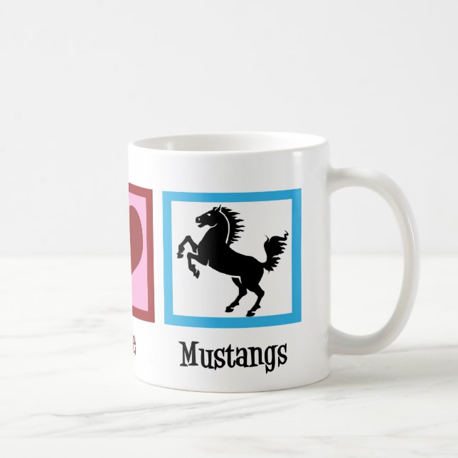 Taza De Café Peace Love Mustangs (Derecha)