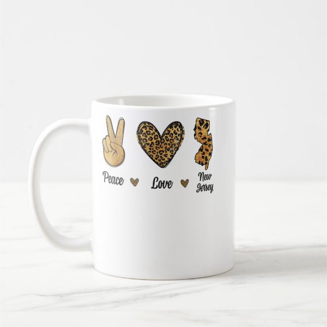 Taza De Café Peace Love New Jersey Leopard Flag Map Souvenirs M (Izquierda)
