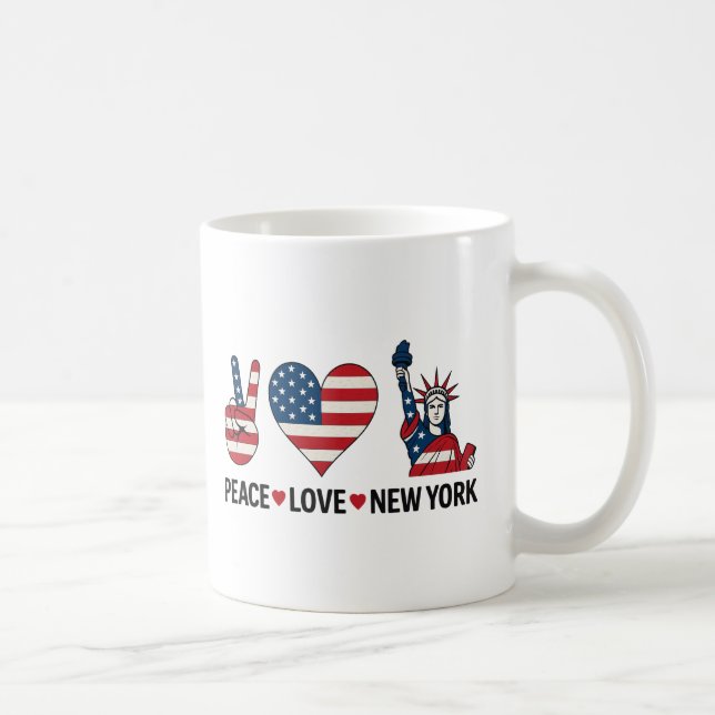 Taza De Café Peace Love New York (Derecha)