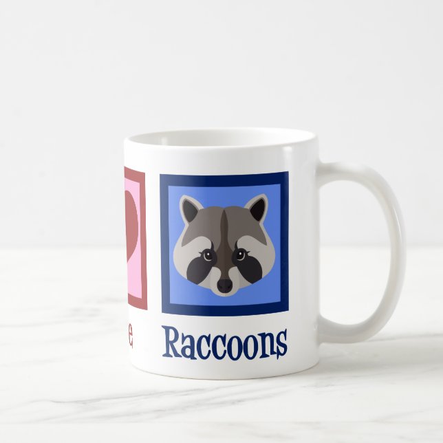 Taza De Café Peace Love Raccoons (Derecha)