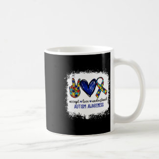 Taza De Café Peace Love Ribbon Autism Awareness Accept Love Und