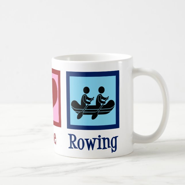 Taza De Café Peace Love Rowing Team Cute Crew Rowers (Derecha)