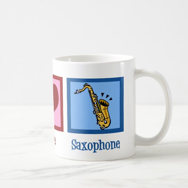 Taza De Café Peace Love Saxophone (Derecha)