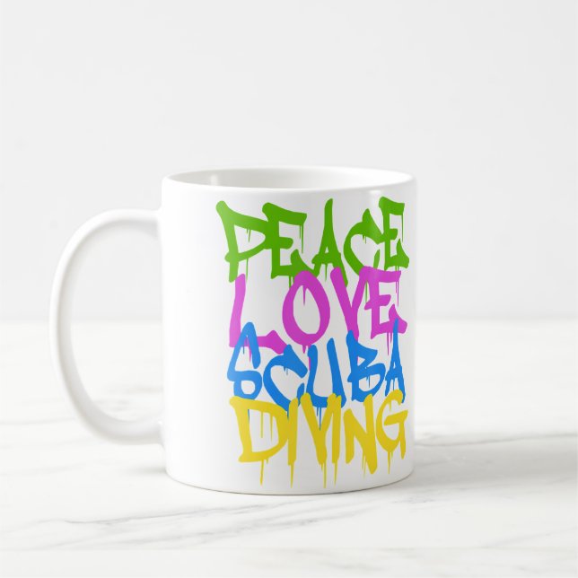 Taza De Café Peace Love Scuba Diving (Izquierda)