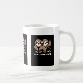 Taza De Café Peace Love Sloth Cute Animal Avers