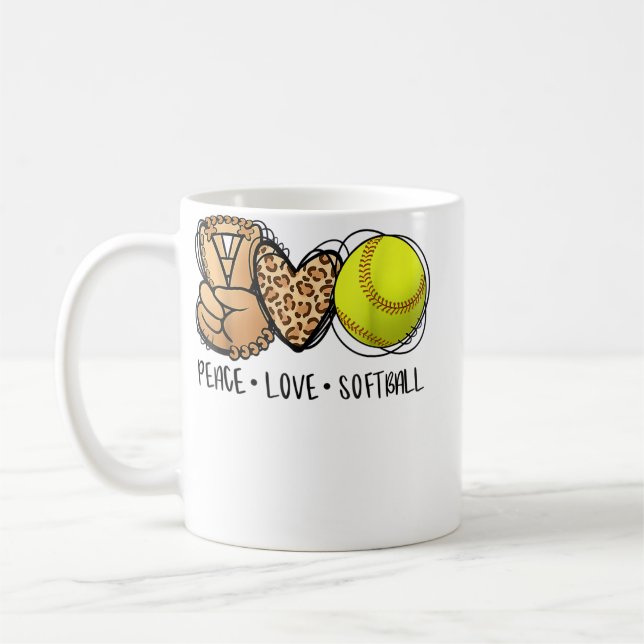 Taza De Café Peace Love Softball Mom Leopard Print Mother's Day (Izquierda)